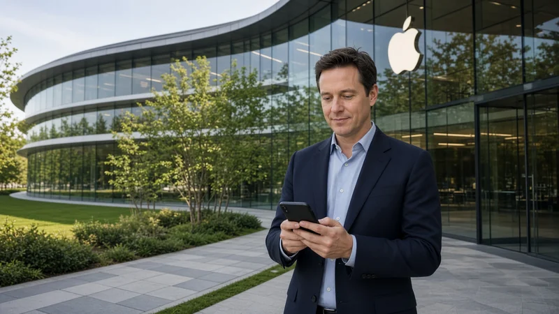 Mani che tengono un iPhone, con il logo Apple visibile.