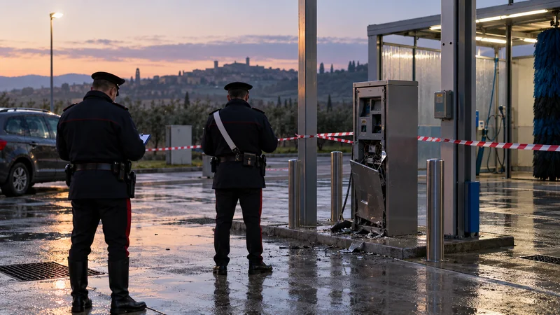 Carabinieri documentano una gettoniera danneggiata in un autolavaggio della provincia di Arezzo