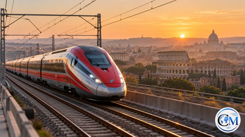 Illustrazione editoriale IA di un treno ad alta velocità su linea italiana; non documenta l'evento di circolazione.