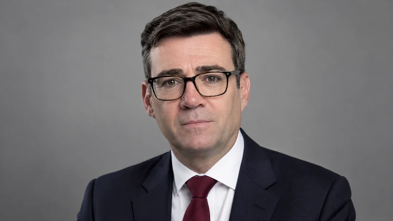 Ritratto editoriale neutrale e isolato di Andy Burnham; somiglianza sintetica non documentaria per una notizia sulla guerra in Ucraina. Generato con IA.
