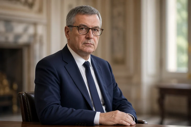 Scena editoriale contestuale generata con IA: Edmondo Cirielli riconoscibile, occhiali e abito scuro, in un interno istituzionale; somiglianza sintetica, non è una fotografia documentaria.