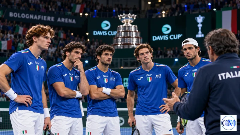 I convocati dell’Italia di Coppa Davis in maglia azzurra, illustrazione editoriale IA