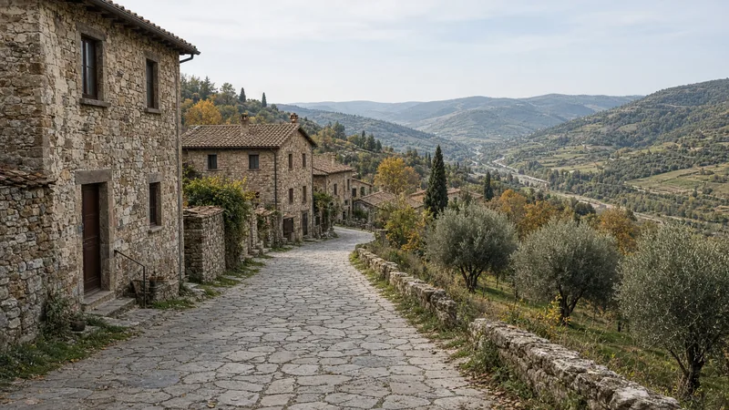 Illustrazione editoriale IA di un borgo collinare laziale; non documentaria del sequestro.