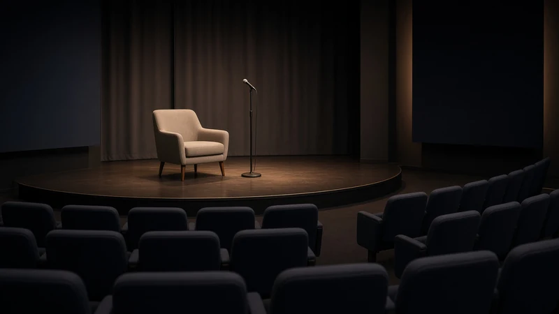 Illustrazione editoriale di un palco per show dal vivo, senza raffigurare Ed Westwick.