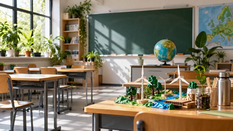 Illustrazione editoriale pertinente a Education for Climate Day, oggi la giornata europea dedicata alla scuola e al clima.
