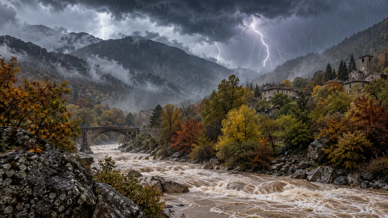 Temporale intenso su una valle dell’Appennino emiliano