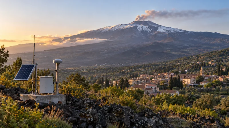 Stazione di monitoraggio sismico sul versante orientale dell’Etna vicino a Milo