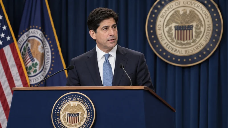 Il presidente della Federal Reserve Kevin Warsh durante la conferenza stampa a Washington