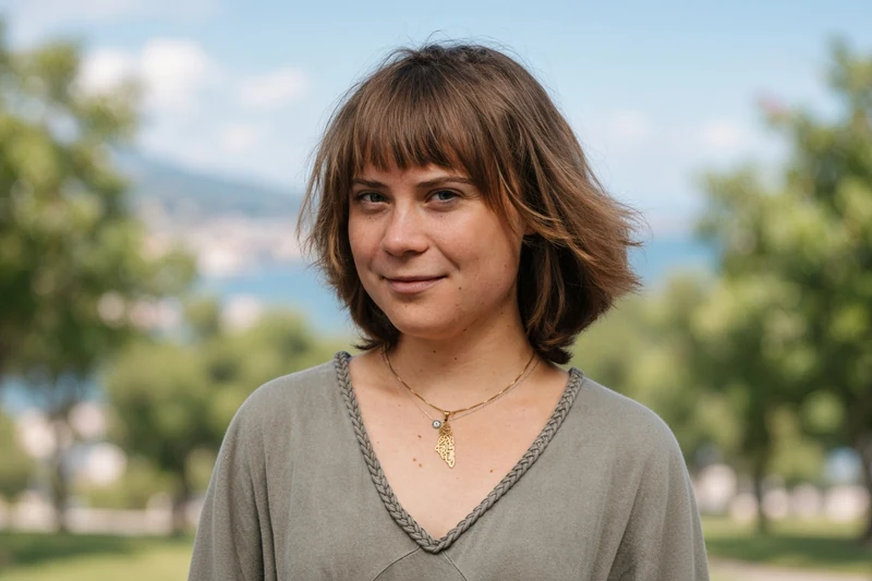 Ritratto editoriale di Greta Thunberg generato con IA, somiglianza sintetica non documentaria.