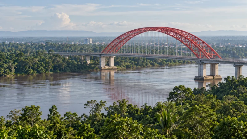 Illustrazione IA di contesto: ponte Kahayan a Palangkaraya; non documenta la qualità dell’aria.