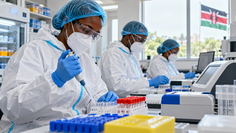 Operatori sanitari in laboratorio con dispositivi di protezione individuale