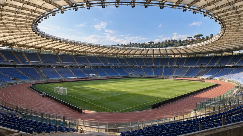 Illustrazione editoriale IA del contesto dello Stadio Olimpico di Roma per Lazio-Monza; non raffigura una gara disputata.
