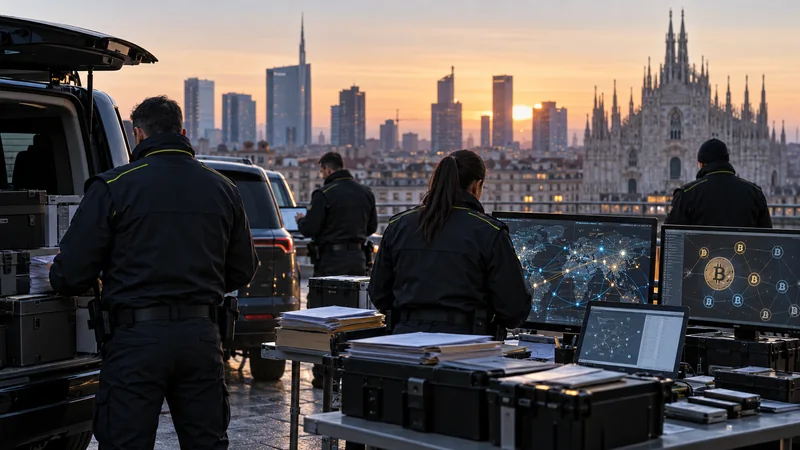 Finanzieri analizzano flussi internazionali e criptovalute durante un’operazione a Milano