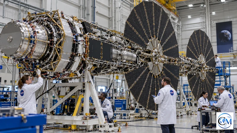 Tecnici NASA al lavoro su un modulo spaziale di potenza nucleare elettrica