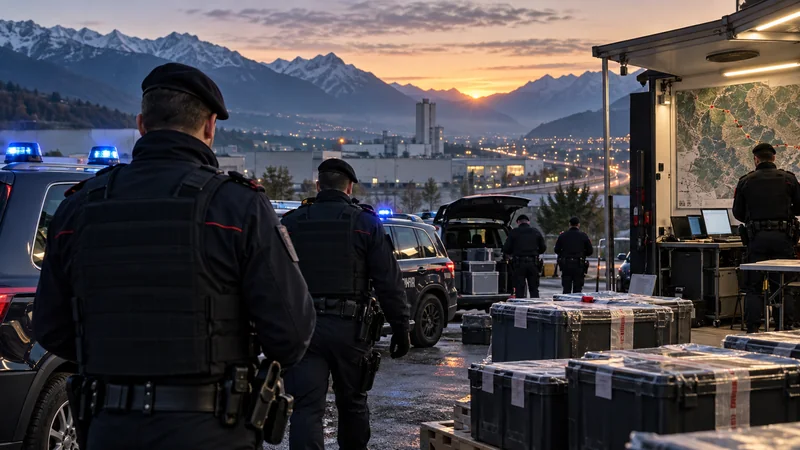 Carabinieri durante un’operazione coordinata all’alba tra Trento e Brescia
