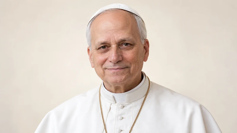 Ritratto editoriale neutrale e isolato di Papa Leone XIV dopo le dimissioni, senza ambientazione ospedaliera.