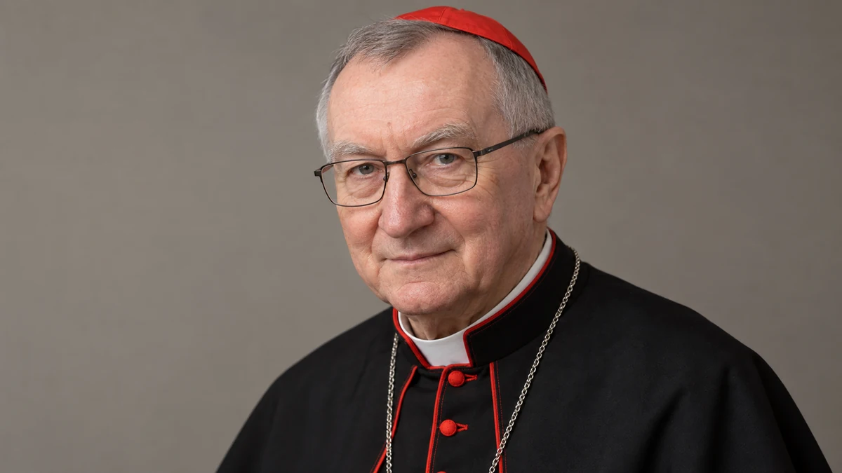 Ritratto editoriale neutrale e isolato del cardinale Pietro Parolin; somiglianza sintetica IA.