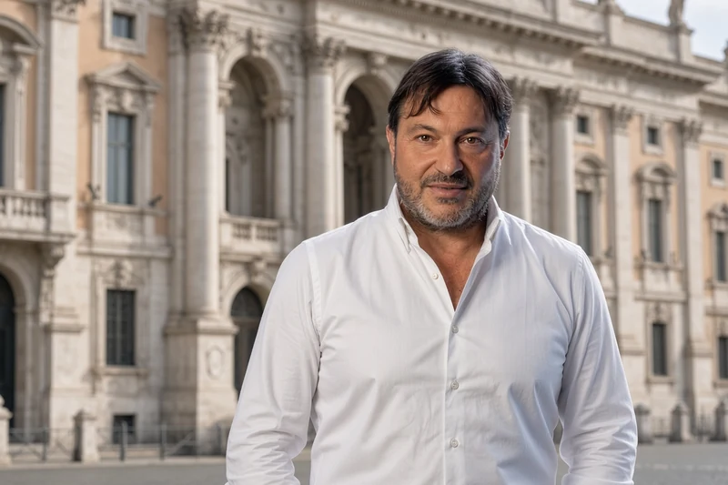 Sigfrido Ranucci, giornalista; illustrazione editoriale IA non documentaria.