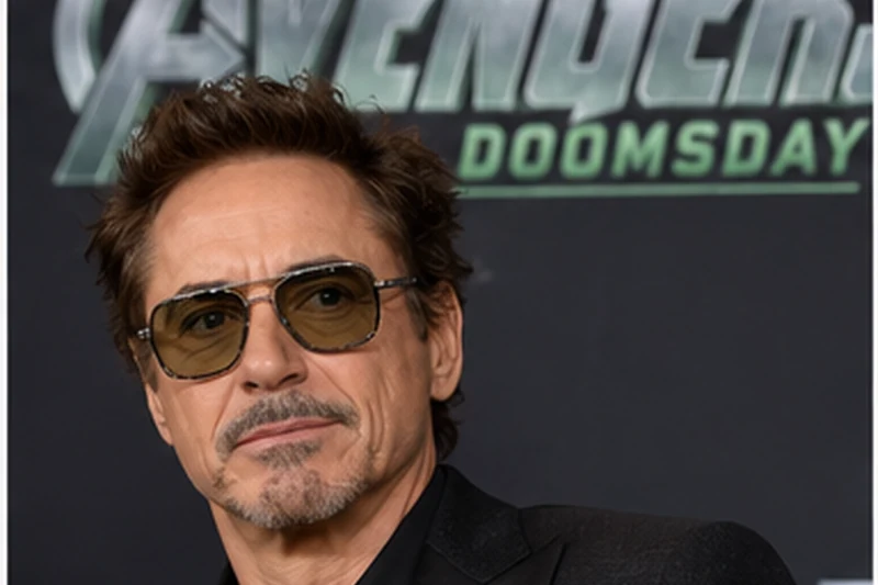 Foto d'archivio di Robert Downey Jr. in giacca scura durante un evento pubblico legato a un film Marvel Studios.