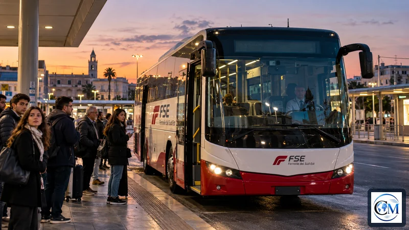 Illustrazione editoriale dell’avviso: Ferrovie Sud Est, sciopero bus a Bari il 23 ottobre dalle 19:45