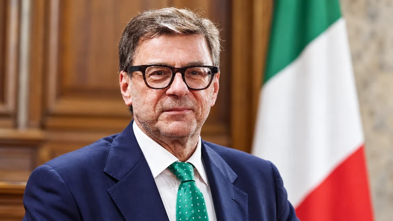 Illustrazione editoriale IA con somiglianza sintetica di Giancarlo Giorgetti in contesto istituzionale; non è una fotografia delle votazioni parlamentari.