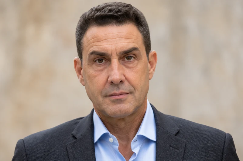 Ritratto editoriale di Roberto Vannacci generato con IA; somiglianza sintetica, non fotografia documentaria.
