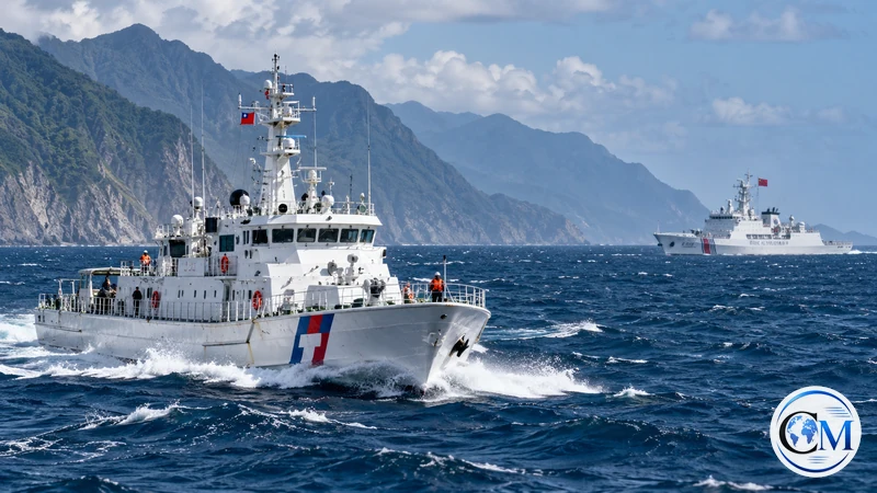 Immagine editoriale IA di unità della guardia costiera presso Taiwan; non documenta una pattuglia reale.