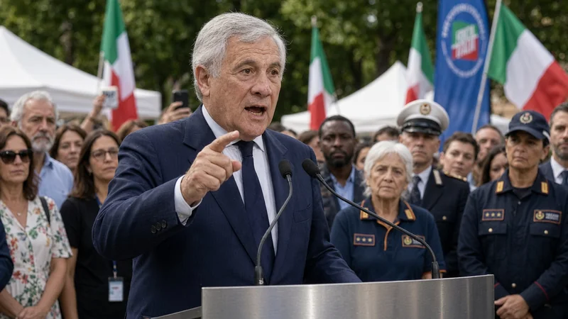 Giornalisti davanti alla Farnesina, con la bandiera italiana.