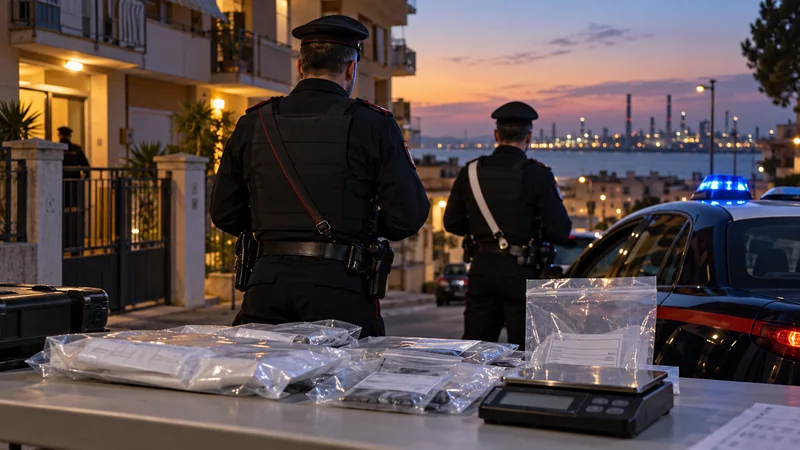 Carabinieri durante un controllo antidroga in un quartiere residenziale di Taranto