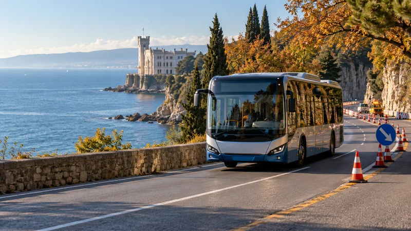 Autobus regionale sulla strada Costiera vicino a Trieste