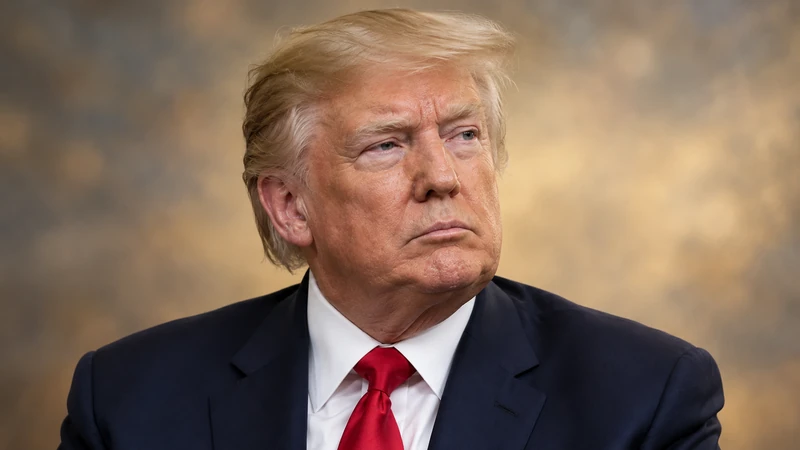Ritratto neutrale sintetico IA di Donald Trump, senza medaglie o cerimonie inventate; illustrazione non documentaria.