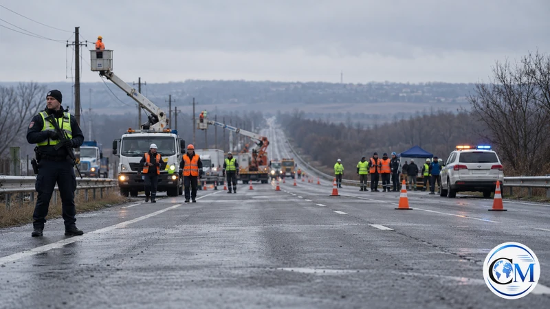 Ricostruzione editoriale IA dei soccorsi su una strada ucraina; non è una fotografia dell'attacco.