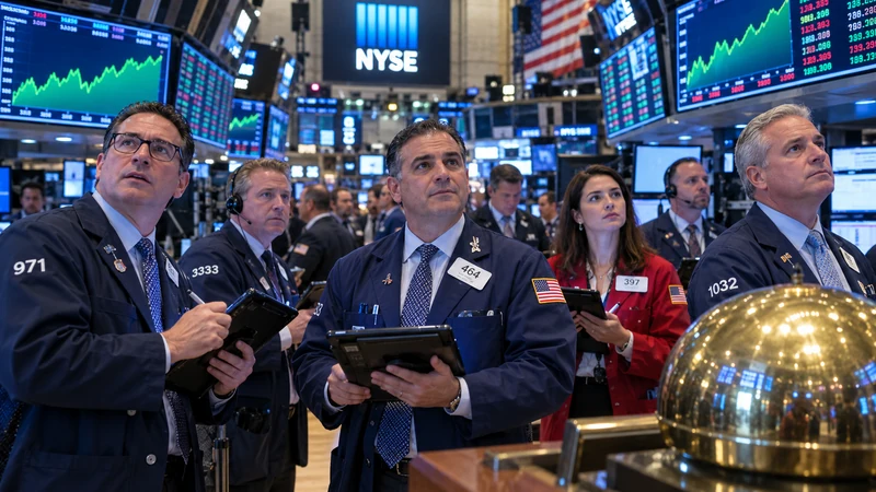 Illustrazione editoriale IA della chiusura a Wall Street prima della decisione della Federal Reserve; scena non documentaria.